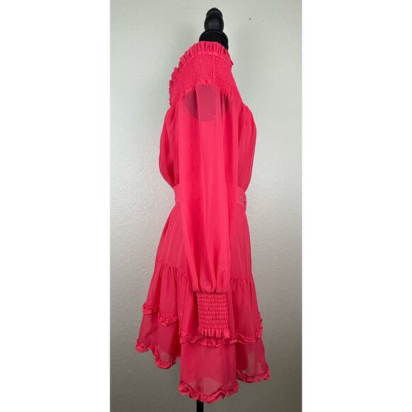 NWT BCBGeneration Pink Ruffle Off the Shoulder Dress Size 6 - Picture 3 of 11